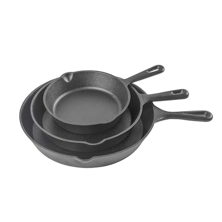 Commercial Chef 3-Piece Cast Iron Skillet Set - 8/10/12 CHCI03PK